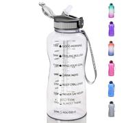 MyForest - Botella de agua (2200 ml, gran botella deportiva, 2,2 litros, 100% lavable en lavavajillas. Marcador de tiempo para hidratación motivacional, sin BPA, anti-caída, boquilla abatible