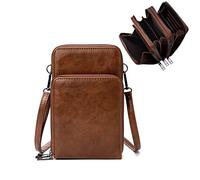 myfriday Pequeño bolso cruzado para teléfono celular para mujer, mini bolso de hombro con ranuras para tarjetas de crédito, B-01-café-más grande