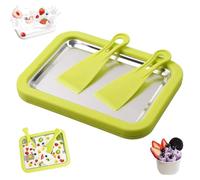 Myfroroll Ice Cream, bandeja fria para hacer helados, Rolled Ice Cream Maker Tray with 2 Spatulas, tabla fria para hacer helado, for Gelato Sorbet Frozen Yogurt (8.9 * 7in,Green)