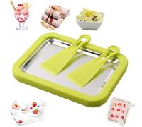 Myfroroll Ice Cream, Froroll Ice Cream, Instant Ice Cream Roller Maker, with Stainless Cold Plate & 2 Spatulas, Homemade DIY for Gelato, Sorbet, Frozen Yogur (Green,L)