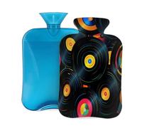 Myfsucce Botella de agua caliente de 2 L con tapa de grabación de música, bolsa de agua caliente reutilizable de PVC para alivio del dolor, calambres y calor (12.2 x 8 pulgadas)