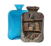 Myfsucce Botella de agua caliente de 2 litros con cubierta para estantería de pared, bolsa de agua caliente reutilizable de PVC para aliviar el dolor, calambres y calor (12.2 x 8 pulgadas)