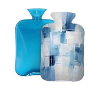 Myfsucce Botella de agua caliente de 2 litros con funda Abstact Blue Print - Bolsa de agua caliente de PVC reutilizable para aliviar el dolor, calambres y calor (12.2 x 8 pulgadas)