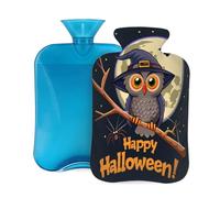Myfsucce Botella de agua caliente de 2 litros con funda, estampado de búho lindo de Halloween, bolsa de agua caliente reutilizable de PVC para aliviar el dolor, calambres y calor (12.2 x 8 pulgadas)