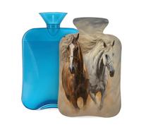 Myfsucce Botella de agua caliente de 2 litros con funda, estampado vintage de caballo corriendo, bolsa de agua caliente reutilizable de PVC para aliviar el dolor, calambres y calor (12.2 x 8 pulgadas)