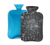 Myfsucce Botella de agua caliente de 2 litros con funda, impresión educativa de graffiti matemático, bolsa de agua caliente reutilizable de PVC para alivio del dolor, calambres y calor (12.2 x 8