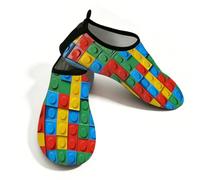 Myfsucce Calzado acuático ligero, de secado rápido, transpirables, para mujer, hombre, playa, surf, piscina, yoga, Rompecabezas de ladrillos coloridos, 38.5/39.5 EU