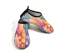 Myfsucce Calzado acuático ligero, de secado rápido, transpirables, para mujer, hombre, playa, surf, piscina, yoga, Pastel Winter Forest Town, 42.5/43 EU