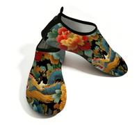 Myfsucce Calzado acuático ligero, de secado rápido, transpirables, para mujer, hombre, playa, surf, piscina, yoga, Flor de peonía de dragón chino, 42.5/43 EU