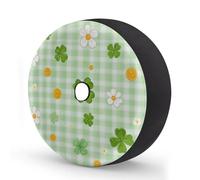 Myfsucce Cute Clover - Funda de rueda de repuesto a cuadros con agujero para cámara de respaldo, cubiertas de poliéster a prueba de polvo para coche, camión, remolque, SUV, RV, 17 pulgadas