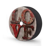 Myfsucce Floral Love Letters - Cubierta de rueda de repuesto de madera rústica con agujero para cámara de respaldo, cubiertas de neumáticos de poliéster a prueba de polvo para coche, camión, remolque