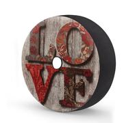 Myfsucce Floral Love Letters - Cubierta de rueda de repuesto de madera rústica con agujero para cámara de respaldo, cubiertas de neumáticos de poliéster a prueba de polvo para coche, camión, remolque