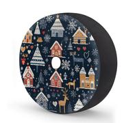 Myfsucce Funda de rueda de repuesto con patrón de pueblo navideño con agujero para cámara de respaldo, fundas de poliéster a prueba de polvo para coche, camión, remolque, SUV, RV, 17 pulgadas