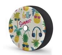 Myfsucce Hello Summer - Funda para rueda de repuesto para gafas de sol con agujero para cámara de respaldo, fundas de poliéster a prueba de polvo para coche, camión, remolque, SUV, RV, 17 pulgadas