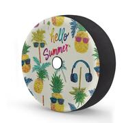 Myfsucce Hello Summer - Funda para rueda de repuesto para gafas de sol con agujero para cámara de respaldo, fundas de poliéster a prueba de polvo para coche, camión, remolque, SUV, RV, 16 pulgadas