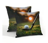 Myfsucce Juego de 2 fundas de cojín resistentes al agua para exteriores, 50 x 50 cm, diseño de pelota de golf en el club, para jardín, patio, sofá, dormitorio, con cremallera invisible