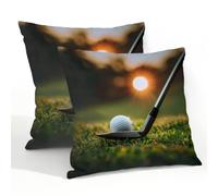 Myfsucce Juego de 2 fundas de cojín resistentes al agua para exteriores, 55 x 55 cm, diseño de pelota de golf en el club, para jardín, patio, sofá, dormitorio, con cremallera invisible
