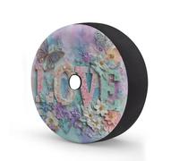 Myfsucce Lace Love Letters - Funda de rueda de repuesto con diseño de mariposas florales con agujero para cámara de respaldo, fundas de poliéster a prueba de polvo para coche, camión, remolque, SUV