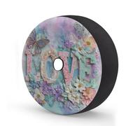 Myfsucce Lace Love Letters - Funda de rueda de repuesto con diseño de mariposas florales con agujero para cámara de respaldo, fundas de poliéster a prueba de polvo para coche, camión, remolque, SUV