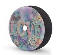 Myfsucce Lace Love Letters - Funda de rueda de repuesto con diseño de mariposas florales con agujero para cámara de respaldo, fundas de poliéster a prueba de polvo para coche, camión, remolque, SUV