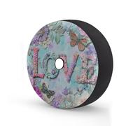 Myfsucce Love Letters - Funda de rueda de repuesto con diseño de mariposas florales con agujero para cámara de respaldo, fundas de poliéster a prueba de polvo para coche, camión, remolque, SUV, RV, 14