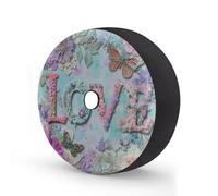 Myfsucce Love Letters - Funda de rueda de repuesto con diseño de mariposas florales con agujero para cámara de respaldo, fundas de poliéster a prueba de polvo para coche, camión, remolque, SUV, RV, 15