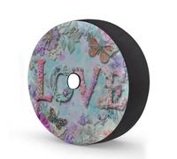 Myfsucce Love Letters - Funda de rueda de repuesto con diseño de mariposas florales con agujero para cámara de respaldo, fundas de poliéster a prueba de polvo para coche, camión, remolque, SUV, RV, 16