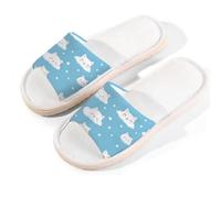 Myfsucce Pantuflas de punta abierta para mujer, antideslizantes, cómodas, transpirables, de lino de verano, pantuflas de casa para mujeres y hombres, para interiores, Cartoon Cat Cloud, 41/42 EU