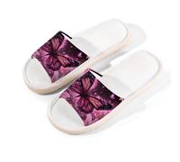 Myfsucce Pantuflas de punta abierta para mujer, antideslizantes, cómodas, transpirables, de lino de verano, pantuflas de casa para mujeres y hombres, para interiores, Arte de lirio de mariposa
