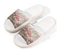 Myfsucce Pantuflas de punta abierta para mujer, antideslizantes, cómodas, transpirables, de lino de verano, pantuflas de casa para mujeres y hombres, para interiores, Rock Scene - Rama de flor de