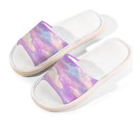 Myfsucce Pantuflas de punta abierta para mujer, antideslizantes, cómodas, transpirables, de lino de verano, pantuflas de casa para mujeres y hombres, para interiores, Star Cloud Sky, 41/42 EU