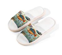 Myfsucce Pantuflas de punta abierta para mujer, antideslizantes, cómodas, transpirables, de lino de verano, pantuflas de casa para mujeres y hombres, para interiores, Patrón peculiar de plantas en