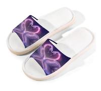 Myfsucce Pantuflas de punta abierta para mujer, antideslizantes, cómodas, transpirables, de lino de verano, pantuflas de casa para mujeres y hombres, para interiores, Reflejo de corazón de cisne, 42.5