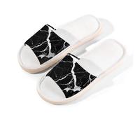 Myfsucce Pantuflas de punta abierta para mujer, antideslizantes, cómodas, transpirables, de lino de verano, pantuflas de casa para mujeres y hombres, para interiores, Arte de mármol blanco y negro, 41