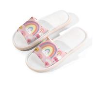 Myfsucce Pantuflas de punta abierta para mujer, antideslizantes, cómodas, transpirables, de lino de verano, pantuflas de casa para mujeres y hombres, para interiores, Cartoon Cute Cloud, 40/40.5 EU