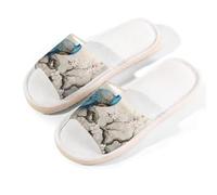 Myfsucce Pantuflas de punta abierta para mujer, antideslizantes, cómodas, transpirables, de lino de verano, pantuflas de casa para mujeres y hombres, para interiores, Rama de flores de pavo real, 42.5