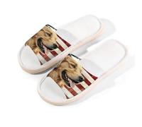 Myfsucce Pantuflas de punta abierta para mujer, antideslizantes, cómodas, transpirables, de lino de verano, pantuflas de casa para mujeres y hombres, para interiores, Arte de la bandera de perro