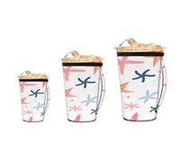 Myfsucce Paquete de 3 fundas reutilizables para taza de café helado con asa para 16 a 32 onzas, funda de neopreno aislada para taza de café con estrella de mar y mar del océano para bebidas heladas y