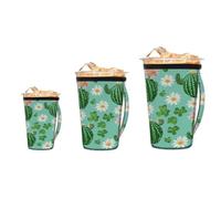 Myfsucce Paquete de 3 fundas reutilizables para taza de café helado con asa para 16 a 32 onzas, funda de neopreno con aislamiento de trébol de flores rosas de cactus para bebidas heladas y calientes