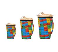 Myfsucce Paquete de 3 fundas reutilizables para taza de café helado con asa para 16 a 32 onzas, rompecabezas de ladrillos coloridos de neopreno aislado, funda para taza de café para bebidas heladas y