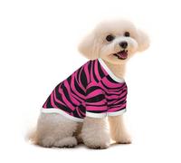 Myfsucce Ropa de perro para perros pequeños, camisas de perro con patrón de ondas rosadas y negras para niños, niñas, cachorros, mascotas, gatos, ajuste de verano de 11 a 16 libras