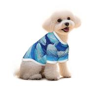 Myfsucce Ropa de perro para perros pequeños, plumas azules, doradas, brillantes, camisas para perros para niños, niñas, cachorros, mascotas, gatos, ajuste de verano de 4 a 6 libras