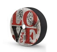 Myfsucce Rustic Love Letters - Cubierta de rueda de repuesto de madera roja y negra con agujero para cámara de respaldo, cubiertas de neumáticos de poliéster a prueba de polvo para coche, camión