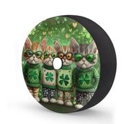Myfsucce St. Patrick Four Cats Clover - Cubierta de rueda de repuesto con agujero para cámara de respaldo, cubiertas de poliéster a prueba de polvo para coche, camión, remolque, SUV, RV, 16 pulgadas