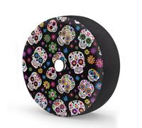 Myfsucce Sugar Skull - Cubierta de rueda de repuesto mexicana con agujero para cámara de respaldo, cubiertas de poliéster a prueba de polvo para coche, camión, remolque, SUV, RV, 16 pulgadas
