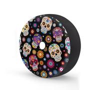 Myfsucce Sugar Skull - Cubierta de rueda de repuesto mexicana con agujero para cámara de respaldo, cubiertas de poliéster a prueba de polvo para coche, camión, remolque, SUV, RV, 14 pulgadas