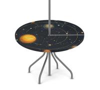 Myfsucce Universe Galaxy Solar System Mantel impermeable para exteriores con agujero para paraguas y borde elástico, diseño ajustado para patio, jardín y picnic, poliéster antidecoloración con cierre