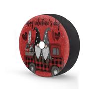 Myfsucce Valentine Gnomes Buffalo Truck - Cubierta de rueda de repuesto roja con agujero para cámara de respaldo, cubiertas de poliéster a prueba de polvo para coche, camión, remolque, SUV, RV, 14