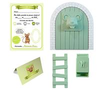 Myfuturshop® Ratoncito Pérez Puerta, Caja para el Diente, Escalera, 4 certificados de Diente Limpio. Regalo Original para niño y niña. VERDE MENTA