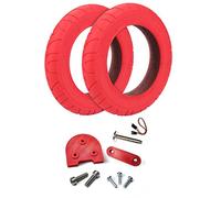Myfuturshop® Ruedas Rojas 10 Pulgadas para Patinete Xiaomi M365, S1, Essential, Pro Y PRO2 + Kit Espaciador para Usar Ruedas Grandes. (Rueda ROJA + Rojo)